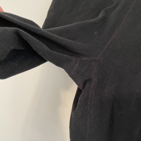 CHAMPION Solid Black Blue Red Yellow Detail White Spellout Logo Cropped Leggings - Picture 5 of 9